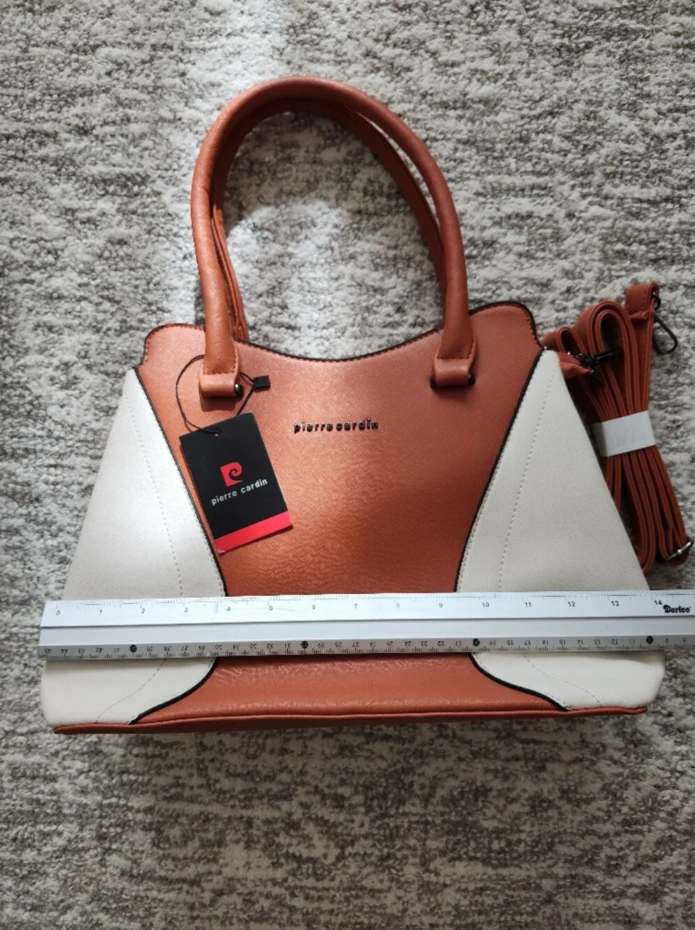 Pierre Cardin Orange and White Structured Satchel